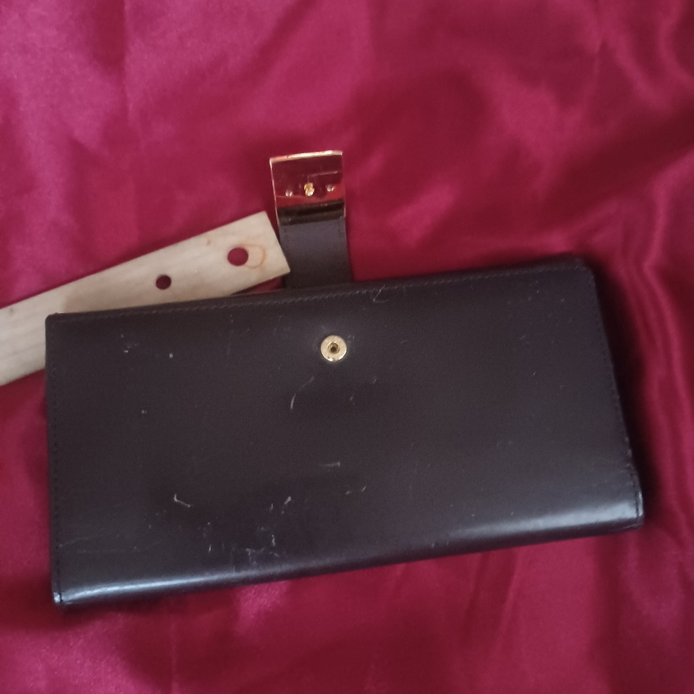 Yves Saint laurent Dark brown leather gold tone hardware long large ysl wallet - Picture 6 of 14